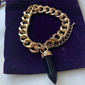 New Gold Chain Bracelet with Black Pendant